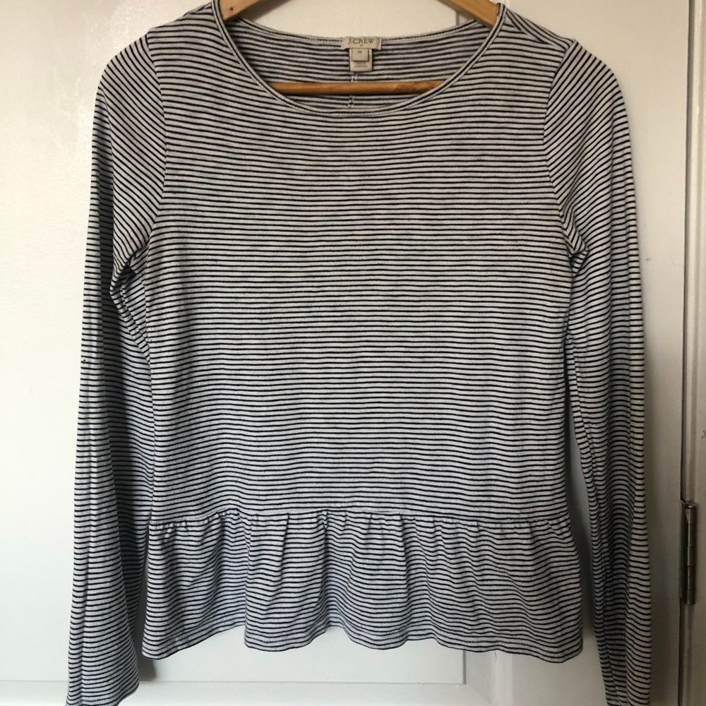 J. Crew Striped Peplum T-Shirt